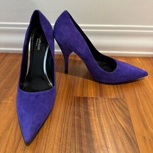 Calvin Klein 205W39NYC Purple Suede Rosaine Pointy Toe Pump Heels